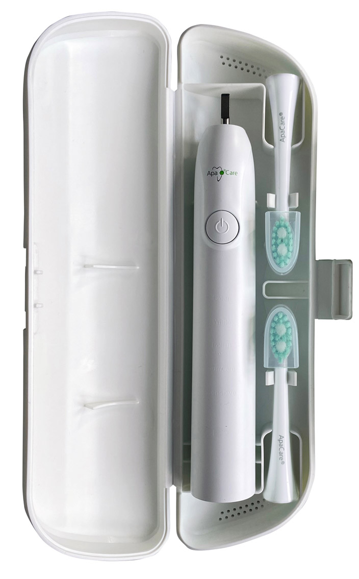 Sonic travel case for the ApaCare Sonic toothbrush with 2 spare brush holders.